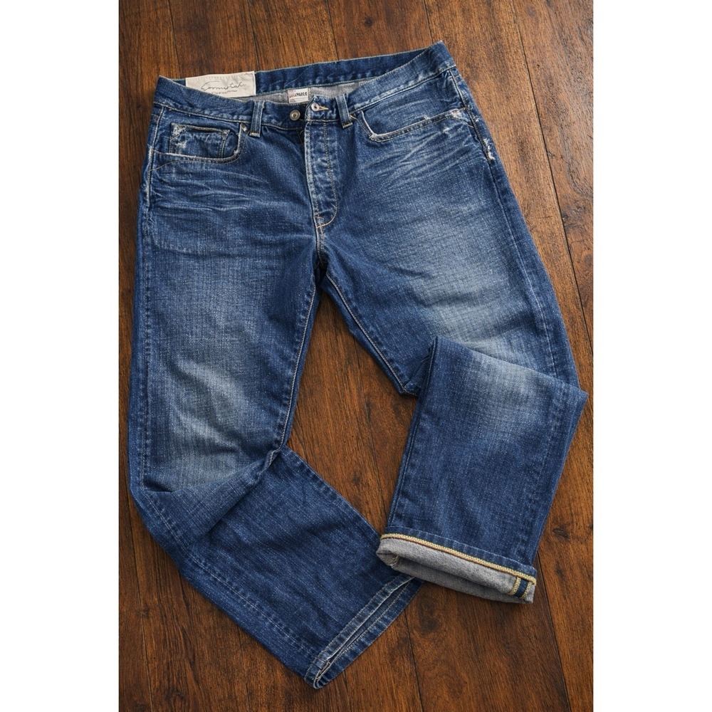 Loomstate Mission Selvedge Jeans USA 34 Raw Denim Fade Distressed Whiskered